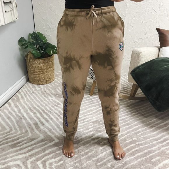Cross Colours Sweatpants Tie Dye Nude Fleece Jersey Joggers Pockets Size Small - Picture 2 of 14